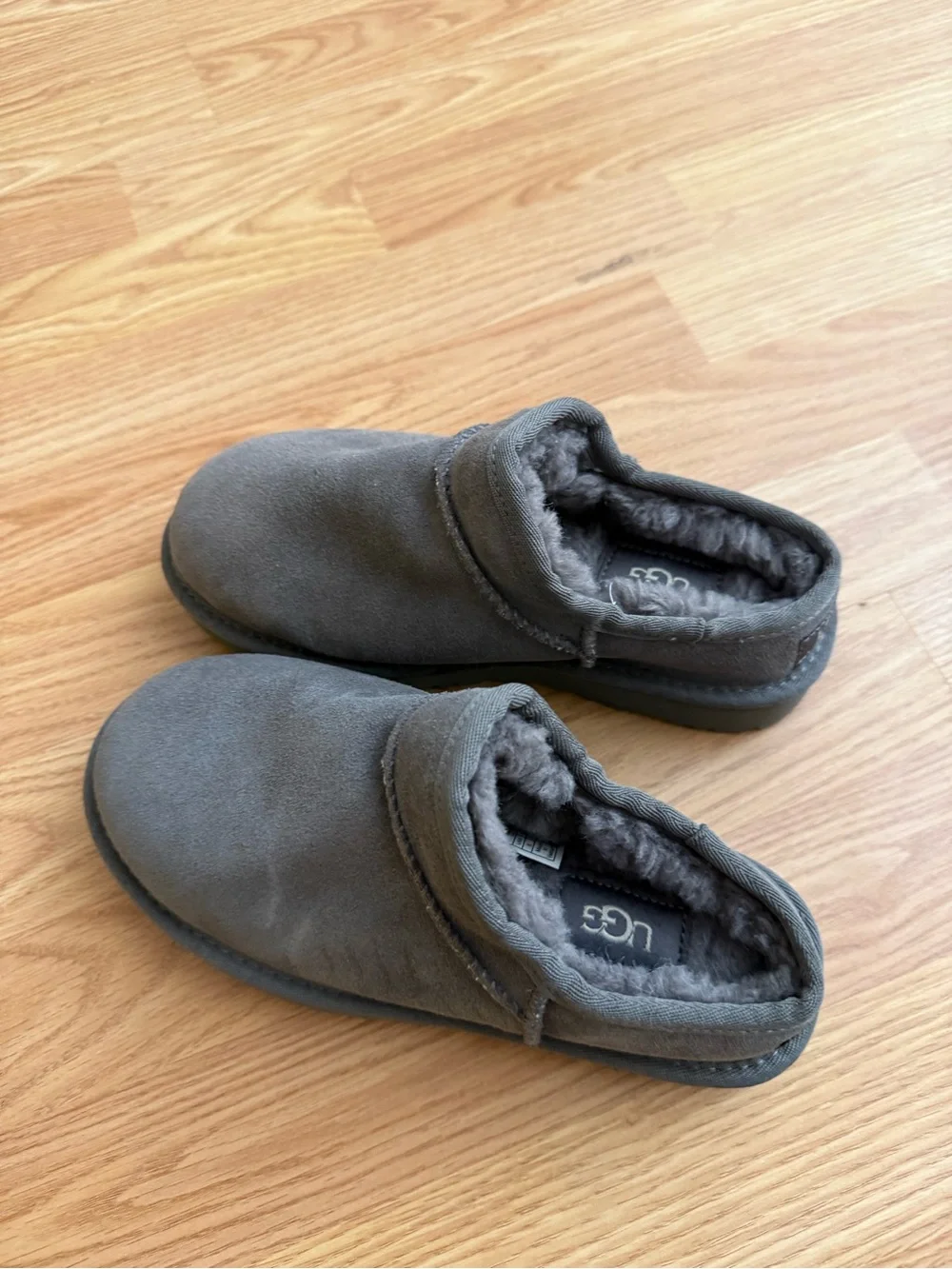 UGG Kids Charcoal Slip-On Shearling Clog
